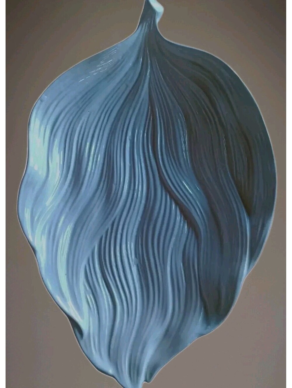 1970s White Porcelain Leaf Platter Made In Portugal. Dimensions 13.5x9 Inches